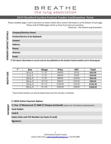 2019 SGF Vendor Confirmation Form