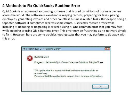 Resolve Microsoft Visual C++ Error Library Runtime Error