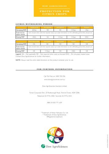 PROTECTION FOR CITRUS CROPS - Dow AgroSciences