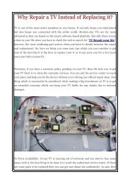 Why Repair a TV Instead of Replacing it