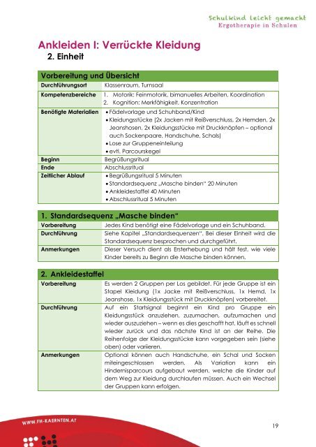 Interventionshandbuch zum Pilotprojekt