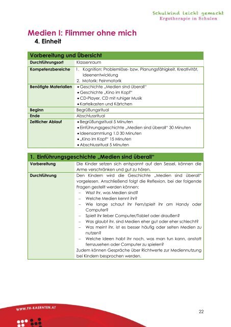 Interventionshandbuch zum Pilotprojekt