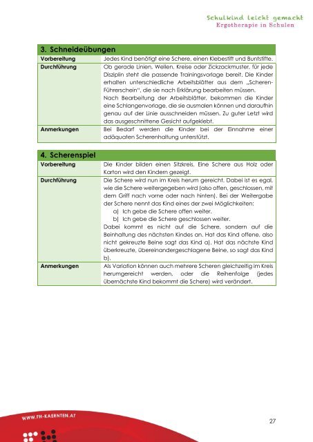 Interventionshandbuch zum Pilotprojekt