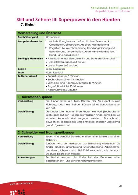 Interventionshandbuch zum Pilotprojekt