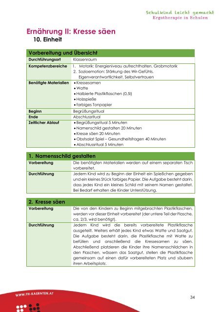 Interventionshandbuch zum Pilotprojekt