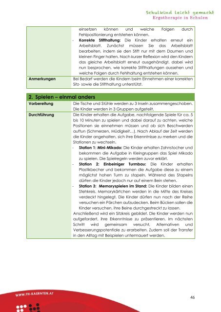 Interventionshandbuch zum Pilotprojekt