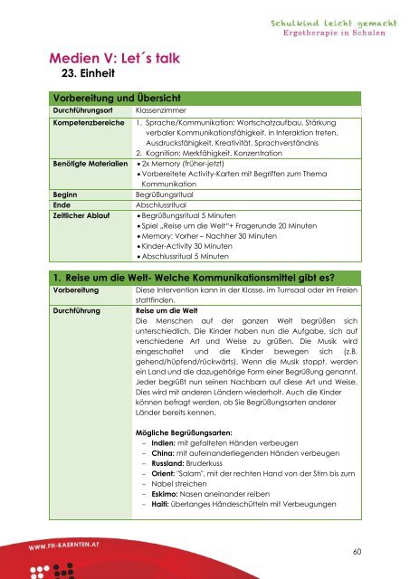 Interventionshandbuch zum Pilotprojekt