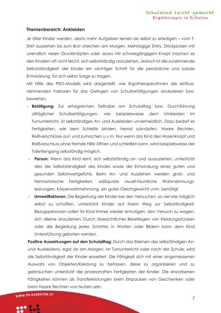 Interventionshandbuch zum Pilotprojekt