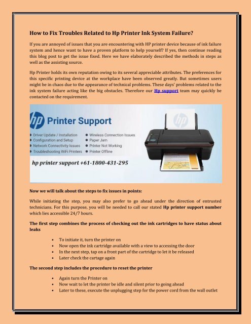 How to Fix Troubles Related to Hp Printer Ink System Failure