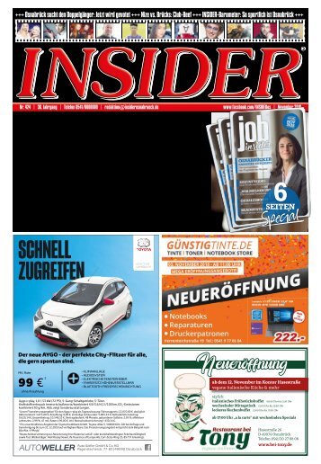 INSIDER Osnabrück + jobinsider // Nov 2018 // No. 424