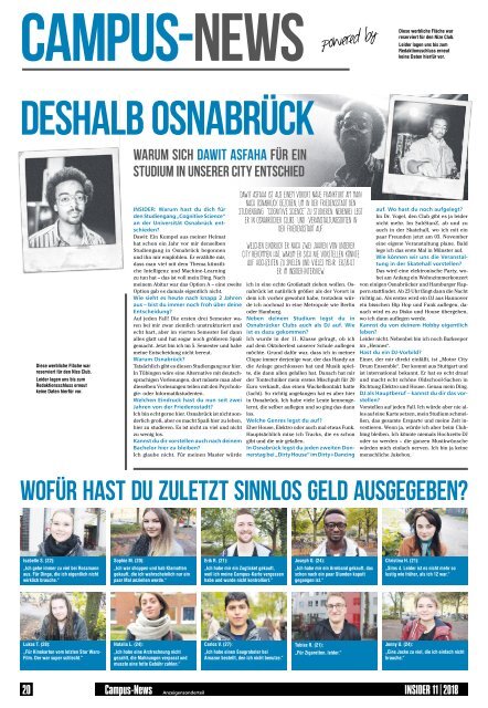 INSIDER Osnabrück + jobinsider // Nov 2018 // No. 424