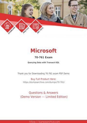 Microsoft 70-761 Braindumps - The Easy Way to Pass MCSA 70-761 Exam