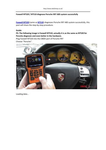 Foxwell NT520-NT510 diagnose Porsche 997 ABS system successfully - obd2shop.co.uk