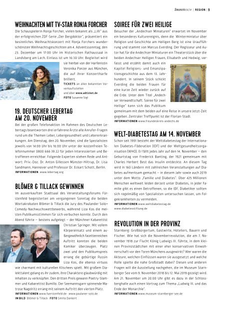 SchlossMagazin Fünfseenland November 2018