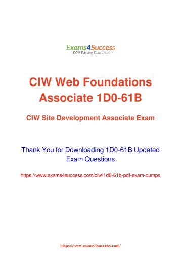 CIW 1D0-61B Exam Dumps [2018 NOV] - 100% Valid Questions