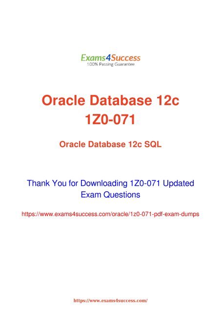 Oracle 1z0-071 Exam Dumps [2018 NOV] - 100% Valid Questions