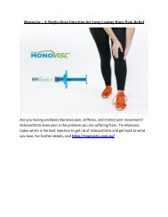 Monovisc – A Single-Dose Injection for Long Lasting Knee Pain Relief