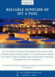 Reliable Supplier of Jet A Fuel | Tribute Aviation Services