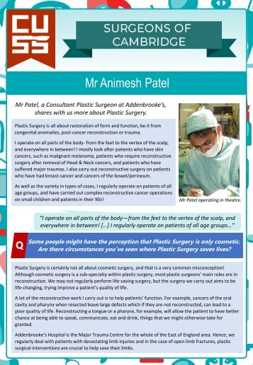 Surgeons of Cambridge #2 - Mr Animesh Patel