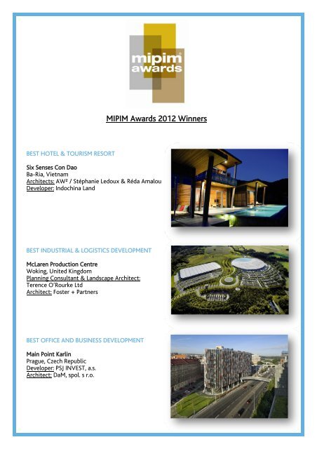 MIPIM Awards 2012 Winners