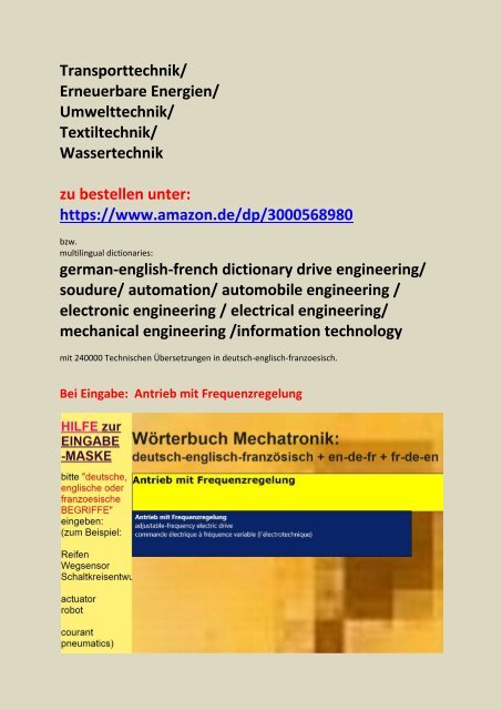 franzoesische Antriebstechnik-Uebersetzungen