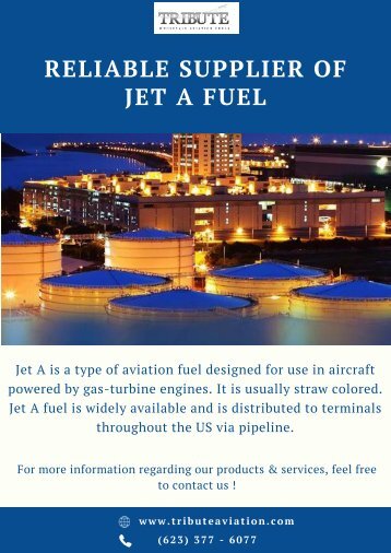 Reliable Supplier of Jet A Fuel | Tribute Aviation Services