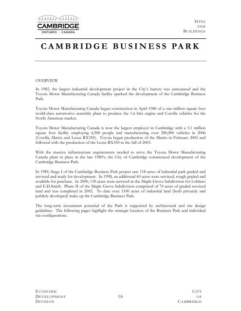 industrial parks - City of Cambridge