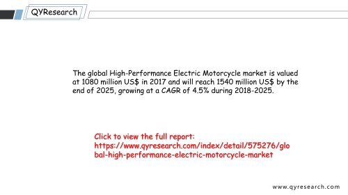 Global High-Performance Electric Motorcycle market will reach 1540 million US$ by the end of 2025