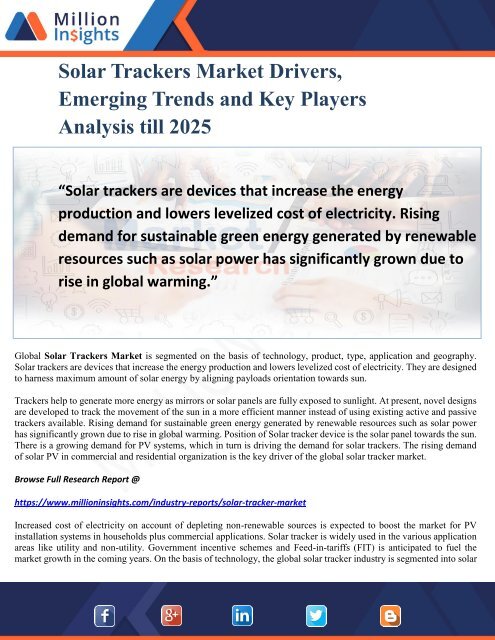 Solar Trackers Market Drivers Emerging Trends And Key