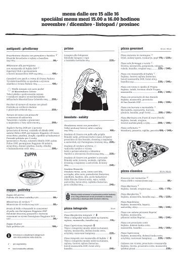 Siesta menu, listopad-prosinec