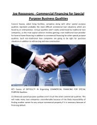 Joe Roosevans - Commercial Financing for Special Purpose Business Qualities