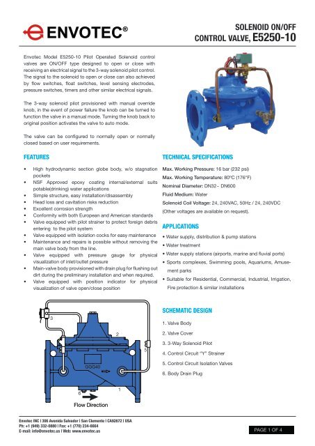 Solenoid ON/OFF Control Valve E5250-10