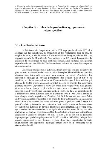 Chapitre 3 : Bilan de la production agropastorale et ... - CICRED