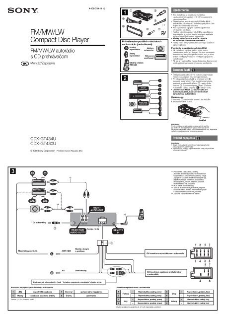 Sony CDX-GT434U - CDX-GT434U Guide d'installation Slovaque