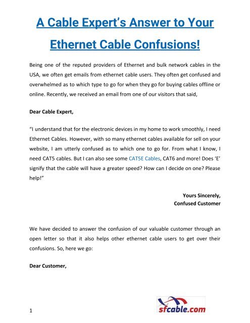 A Cable Expert’s Answer to Your Ethernet Cable Confusions!