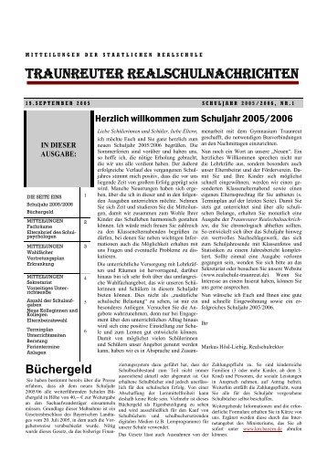 Mitteilungen zum Schuljahresanfang - Realschule Traunreut