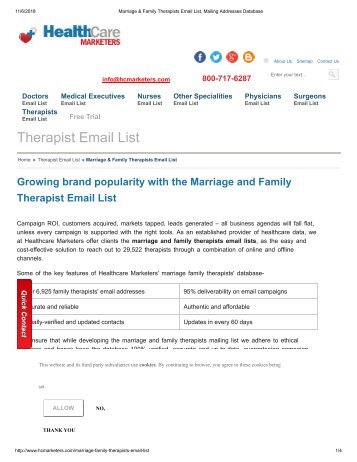 Marriage and Family Therapist Email Addresses 