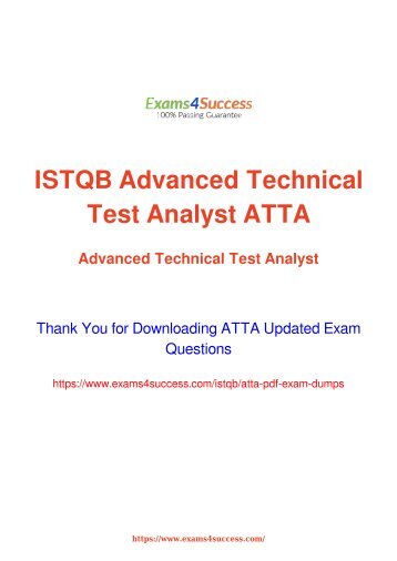 ISTQB ATTA Exam Dumps [2018 NOV] - 100% Valid Questions