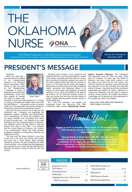 The Oklahoma Nurse - November 2018