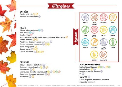 La carte du moment - Brasseries Desjardins