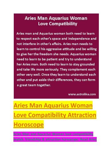 Aries Man Aquarius Woman Love Compatibility Attraction Horoscope