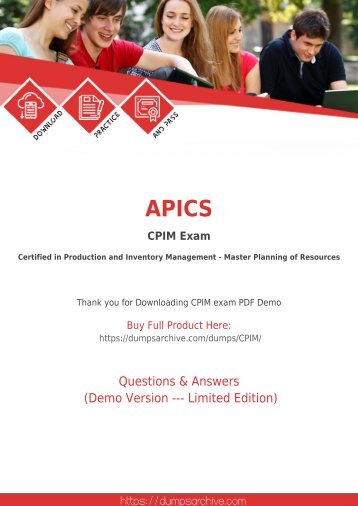APICS CPIM Dumps - Actual CPIM Questions PDF [Updated]