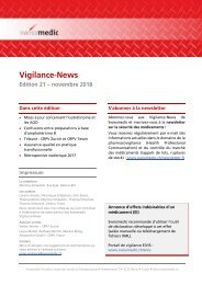 Swissmedic Vigilance News Edition 21 – Novembre 2018