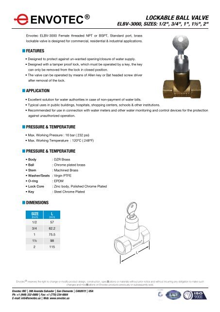 Lockable Ball Valve ELBV-3000