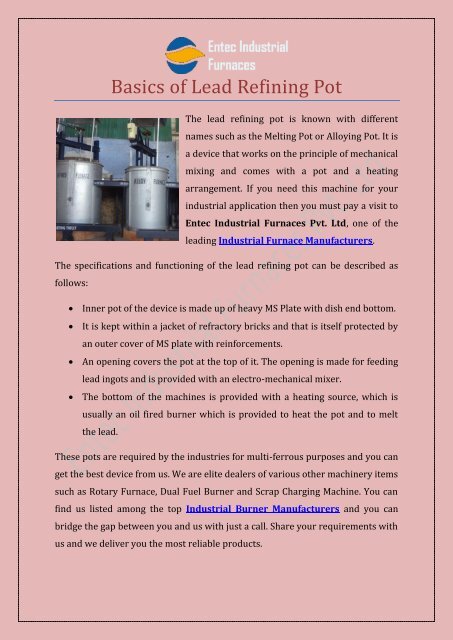 Basics of Lead Refining Ingot