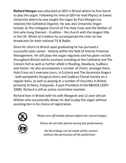 St Mary Redcliffe Church Organ Recital - November 29 2018 Richard Morgan