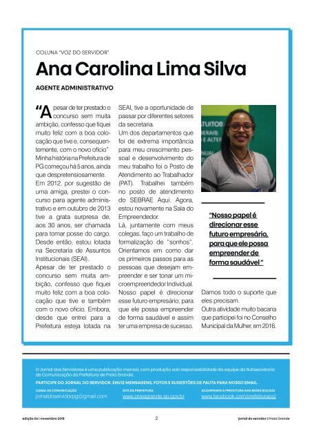 Jornal do Servidor - Praia Grande | Ed. 6 | Novembro 2018