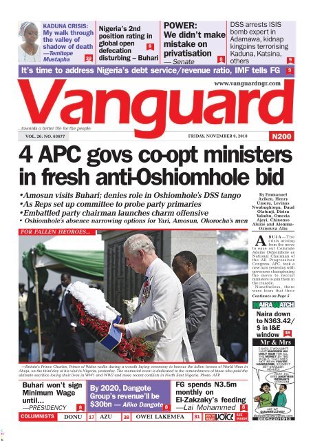 09112019 - 4 APC govs co-opt ministers in fresh anti-Oshiomhole bid