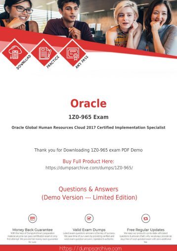 1Z0-965 Dumps - Learn Through Valid Oracle 1Z0-965 Dumps With Real 1Z0-965 Questions