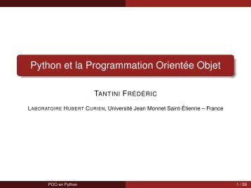 Python et la Programmation Orientée Objet - Université Jean Monnet